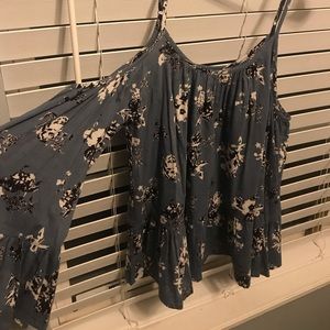 Blue Floral Open Shoulder Top- NWOT